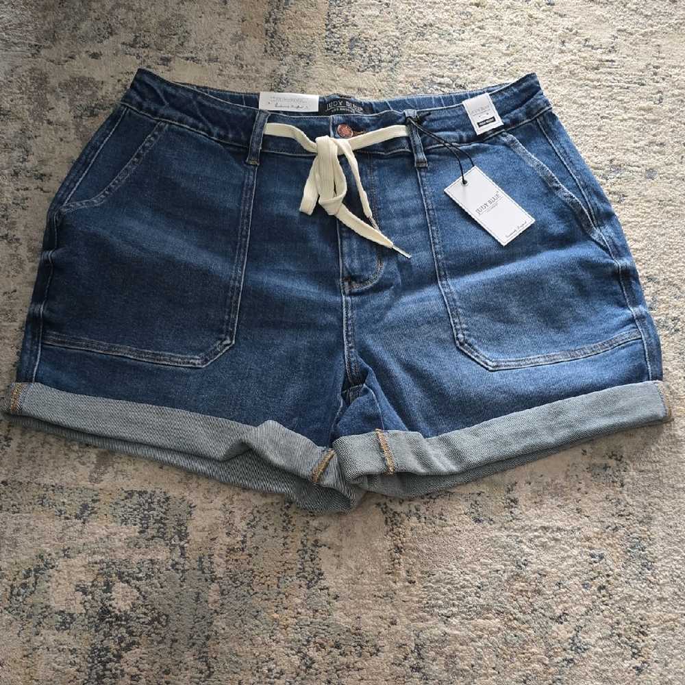 Judy Blue Dark Blue Jean Shorts with Rolled Hem
